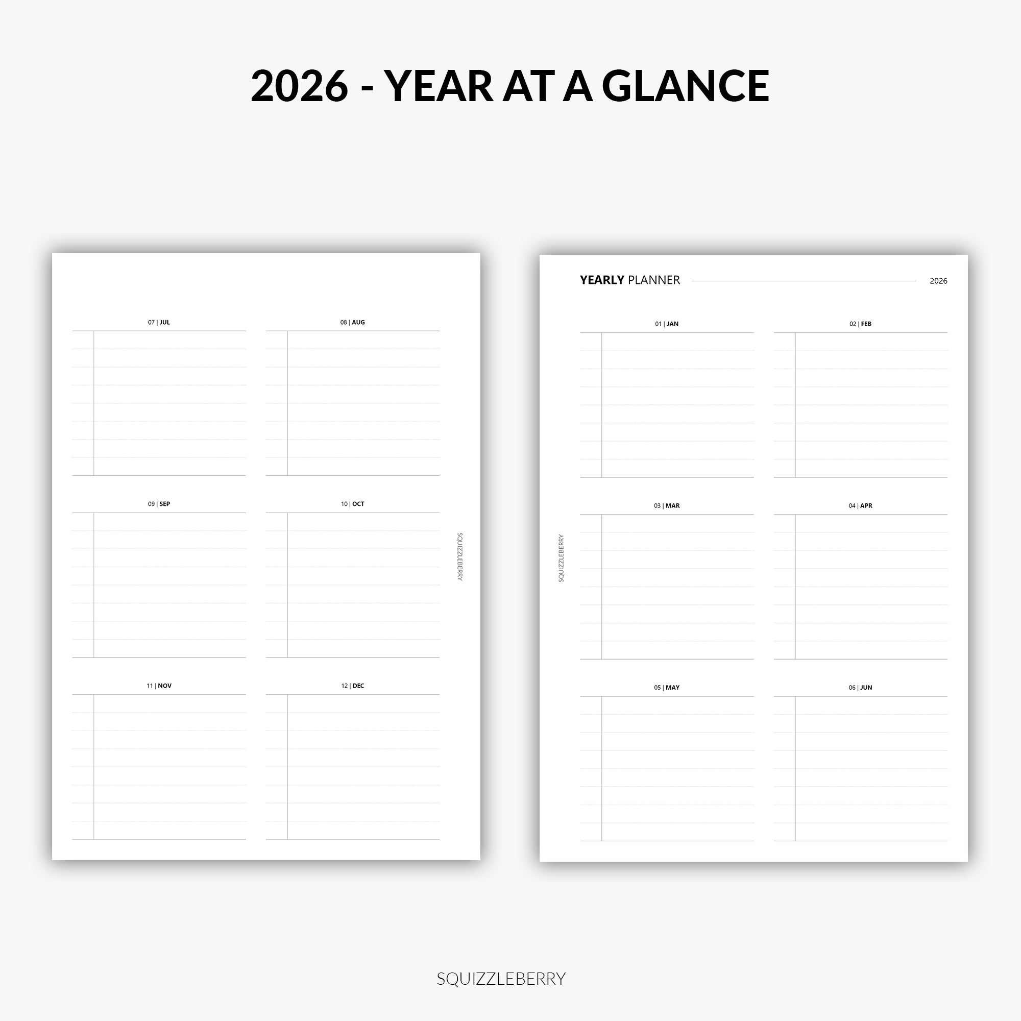2026 - Year at a Glance | Printable