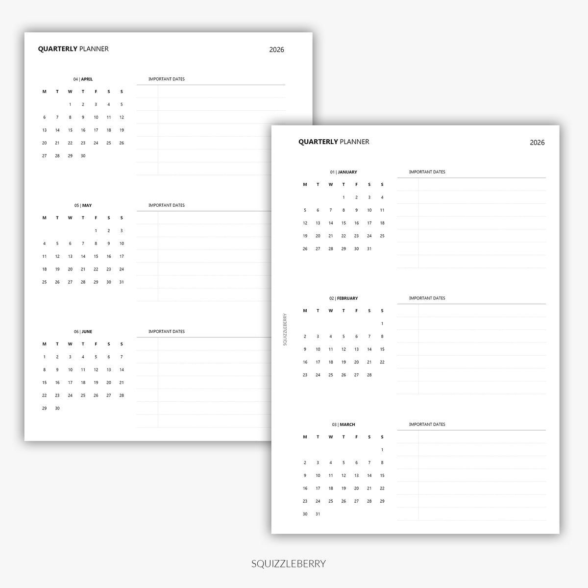 2026 - Quarterly | Printable