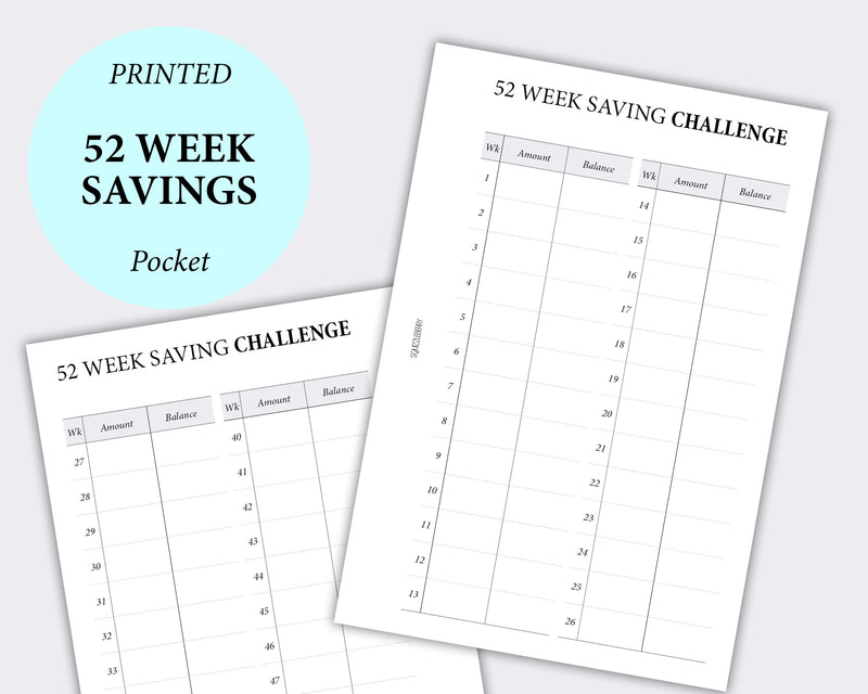 52 Week Savings Challenge - Pocket