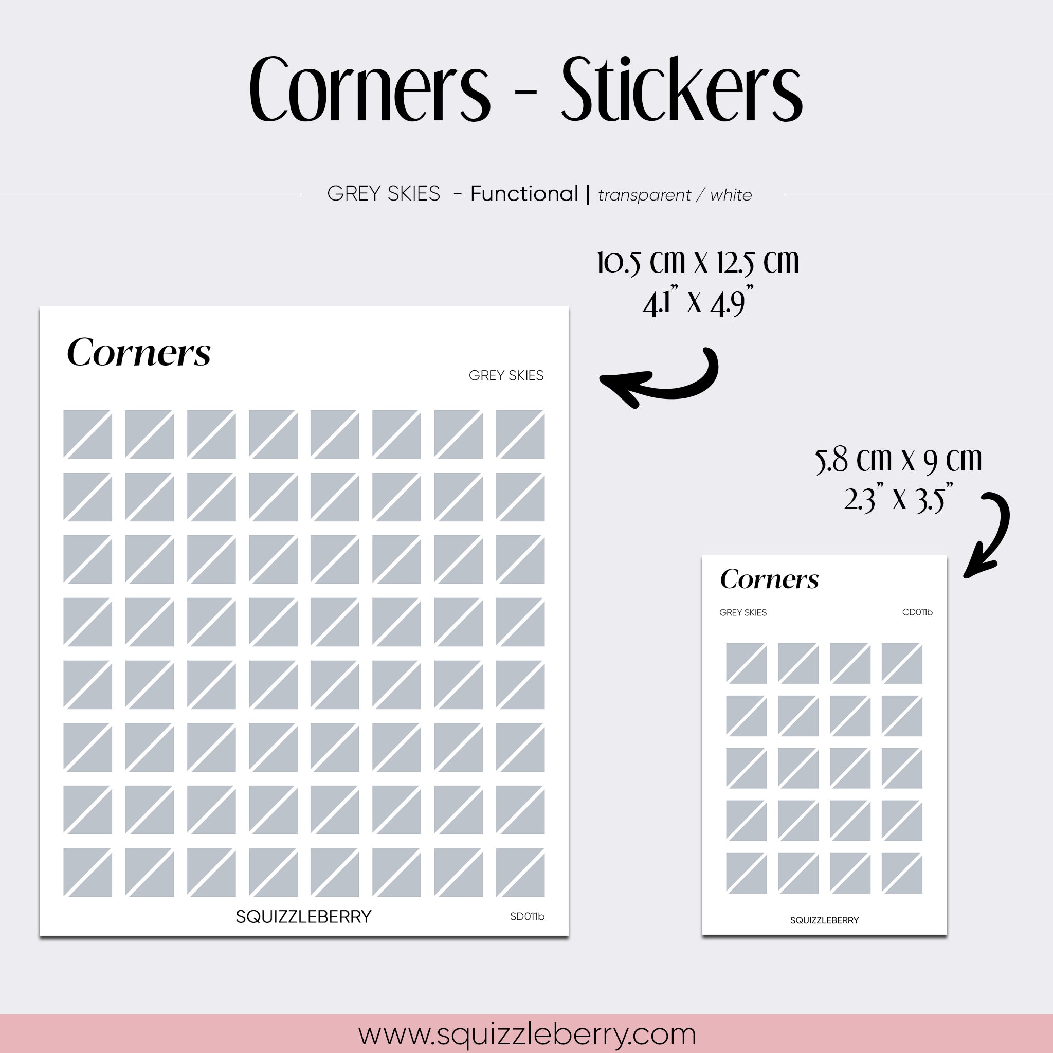 Grey Corners - Stickers | SquizzleBerry