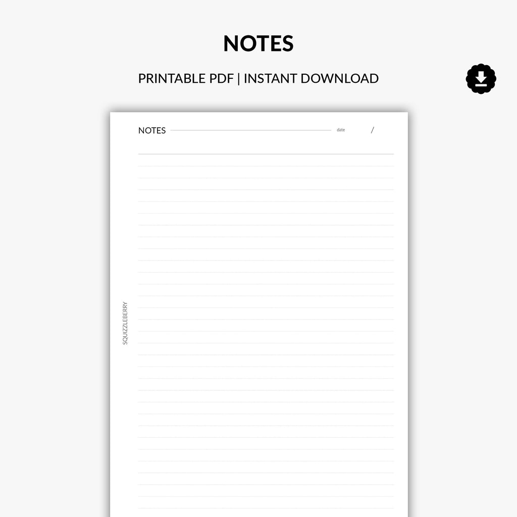 Notes | Printable – SquizzleBerry