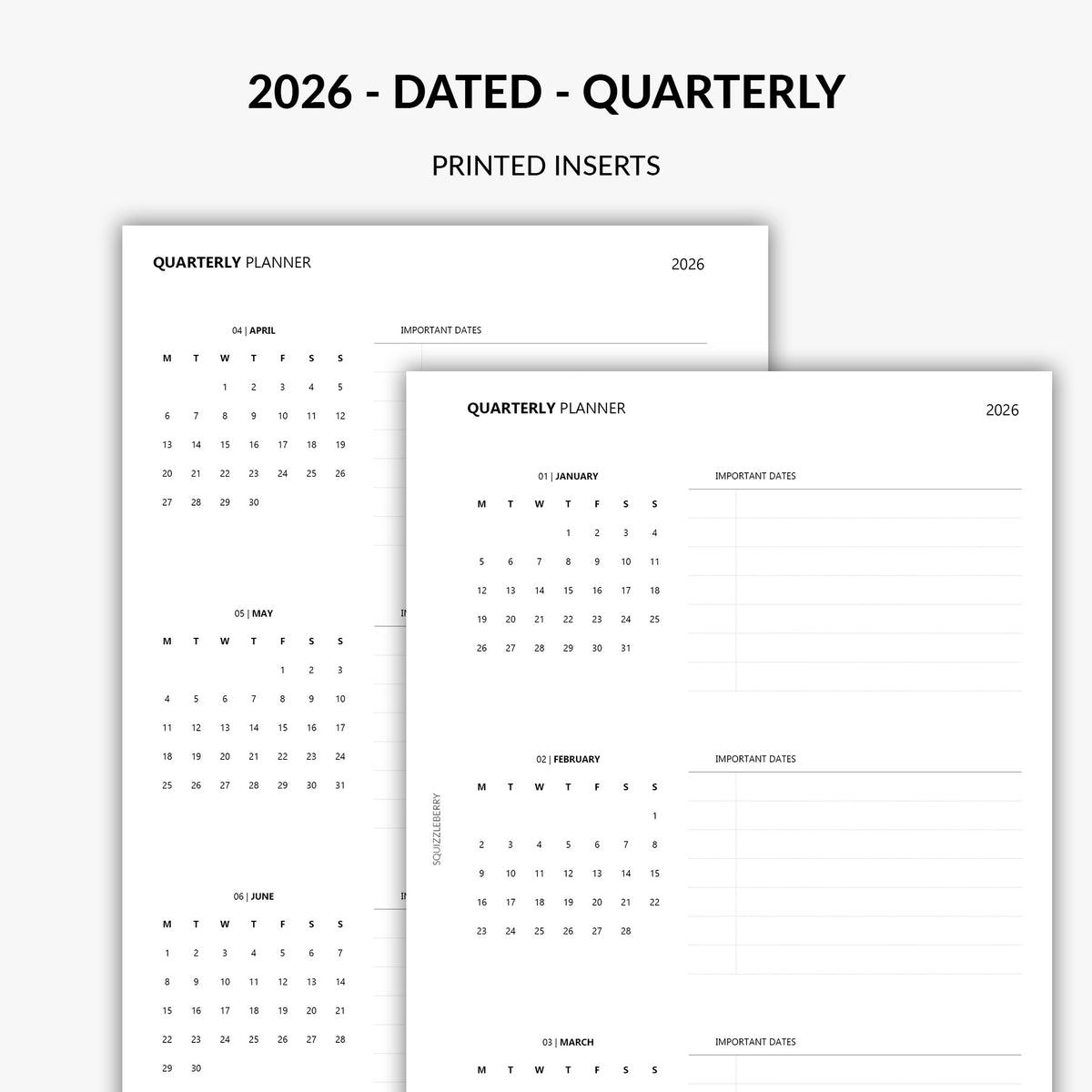 2026 quarterly minimalist planner by squizzleberry