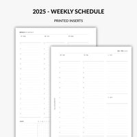 2025 weekly schedule planner inserts in minimalist style