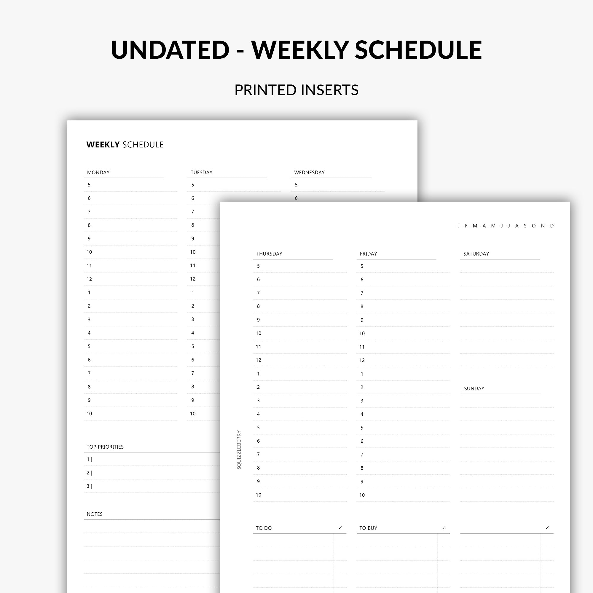 Undated - Weekly Schedule