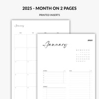 2025 month on two pages minimal planner inserts