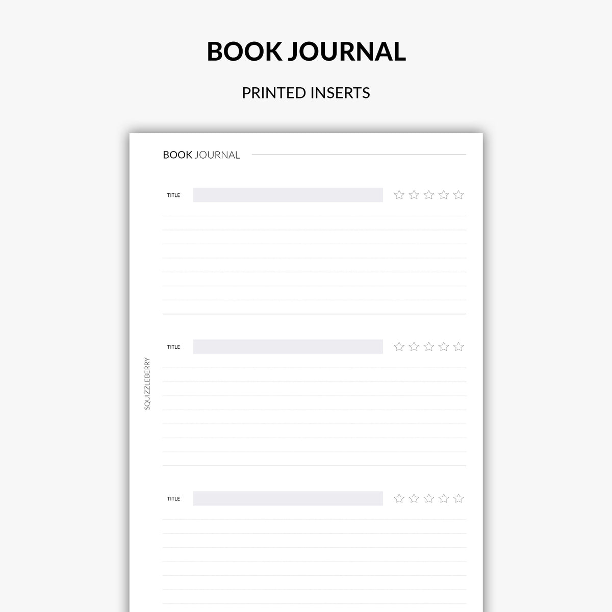 book journal planner inserts with a minimal design