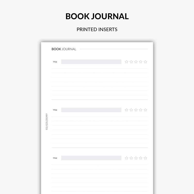 book journal planner inserts with a minimal design