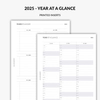 2025 year at a glance calendar planner inserts