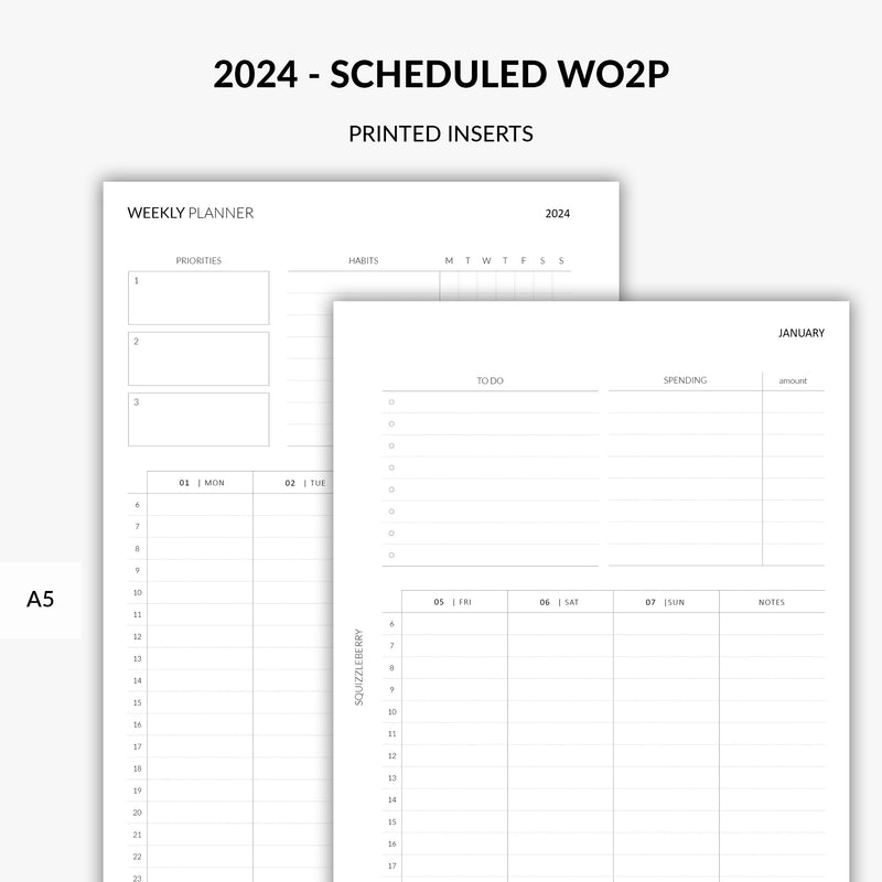 week on 2 pages schedule minimal inserts by Squizzleberry