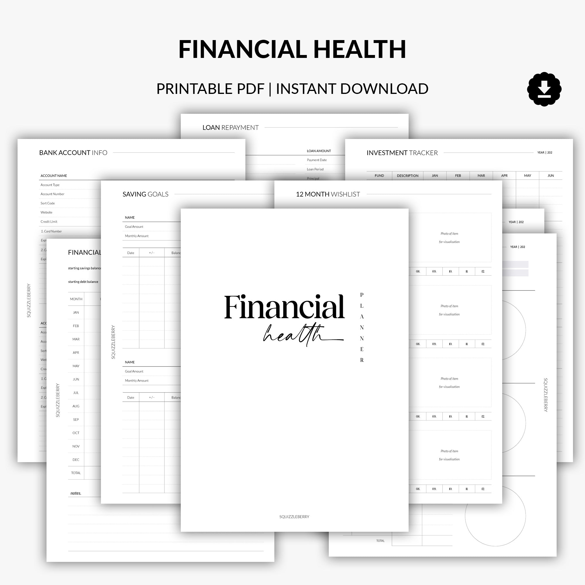 Financial Health Planner | Printable