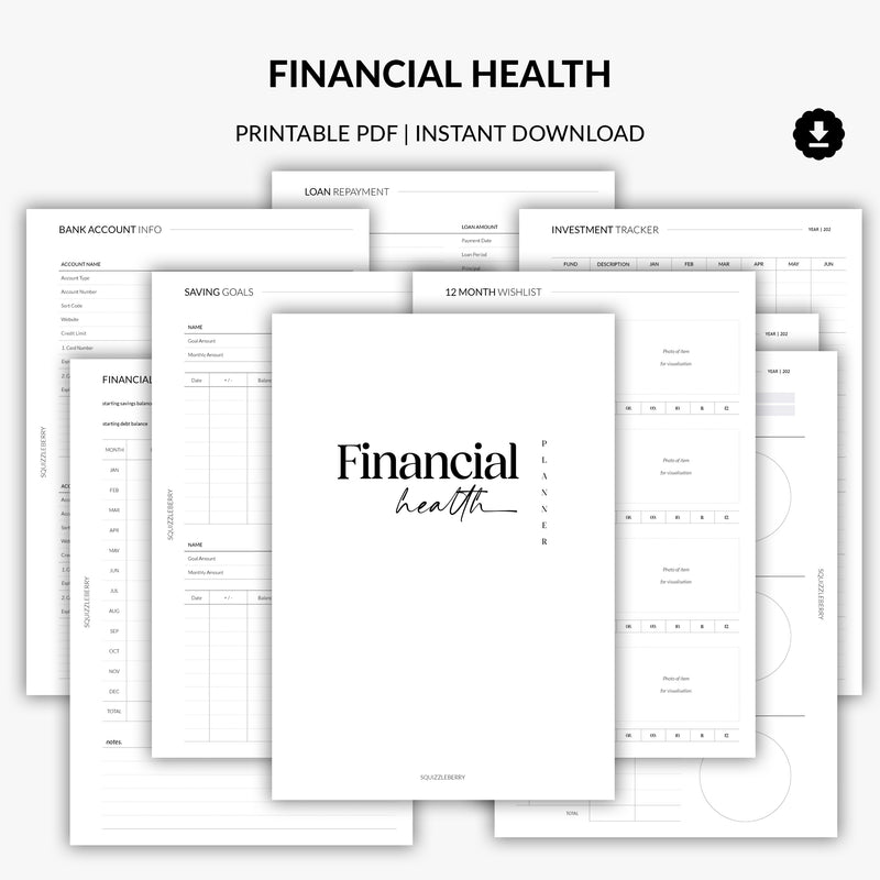 Financial Health Planner | Printable