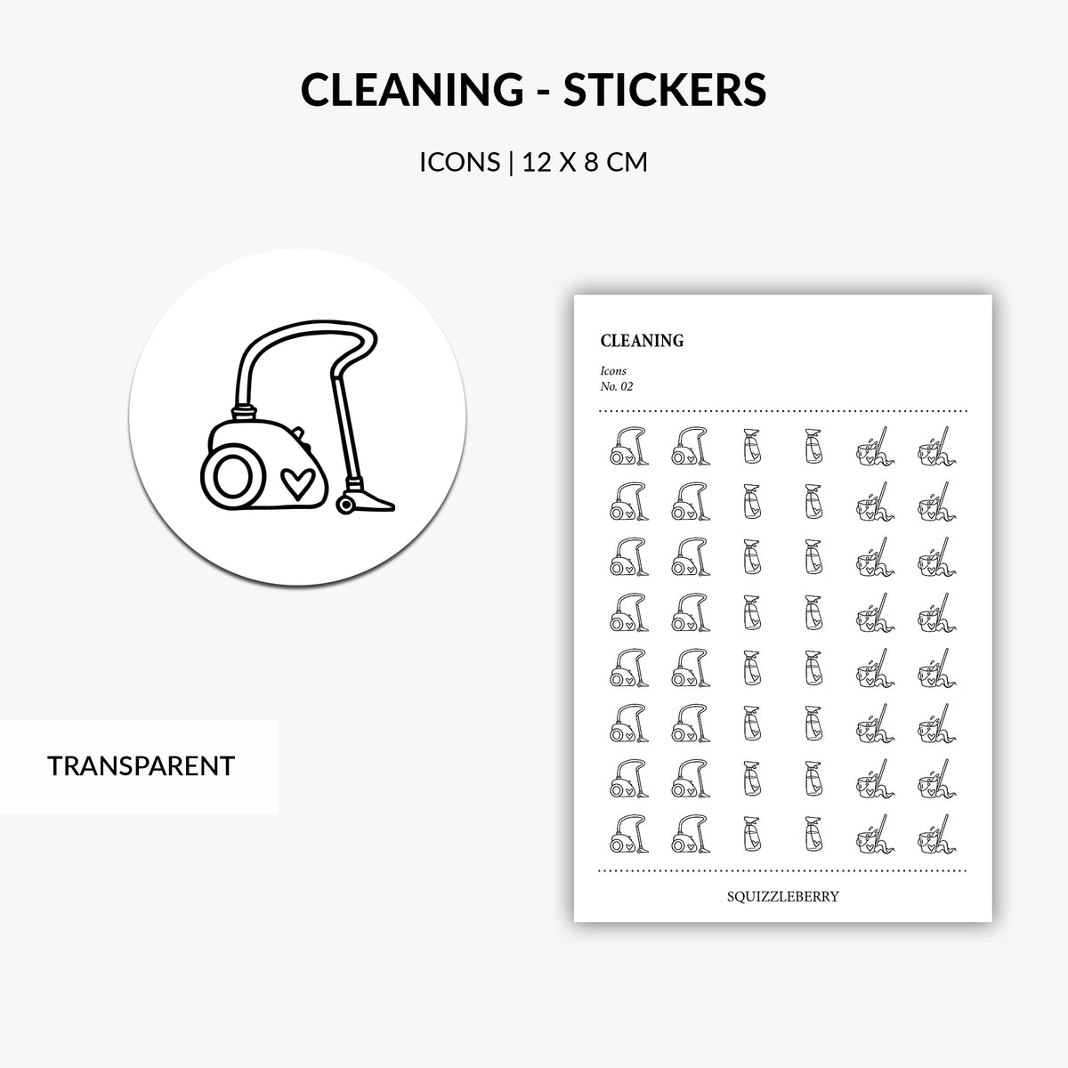 clearning planner stickers in transparent paper