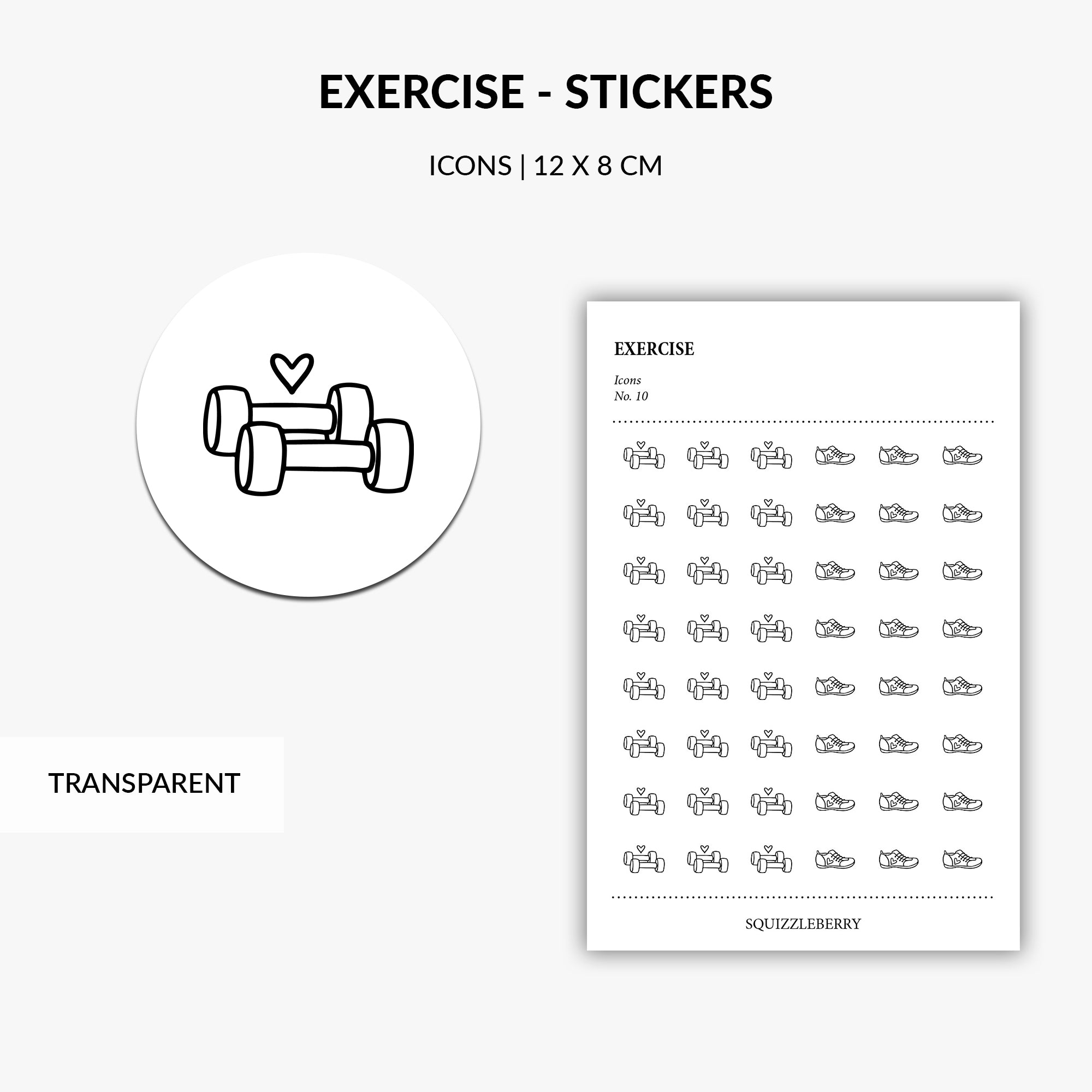 exercise minimalist planner stickers