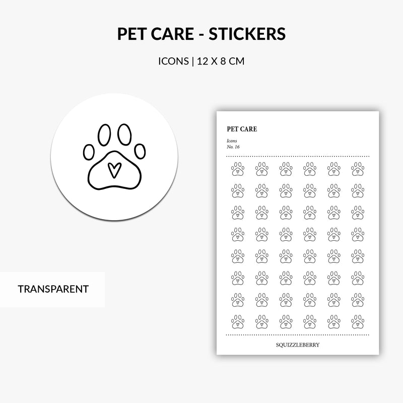 pet care minimal planner stickers with a paw