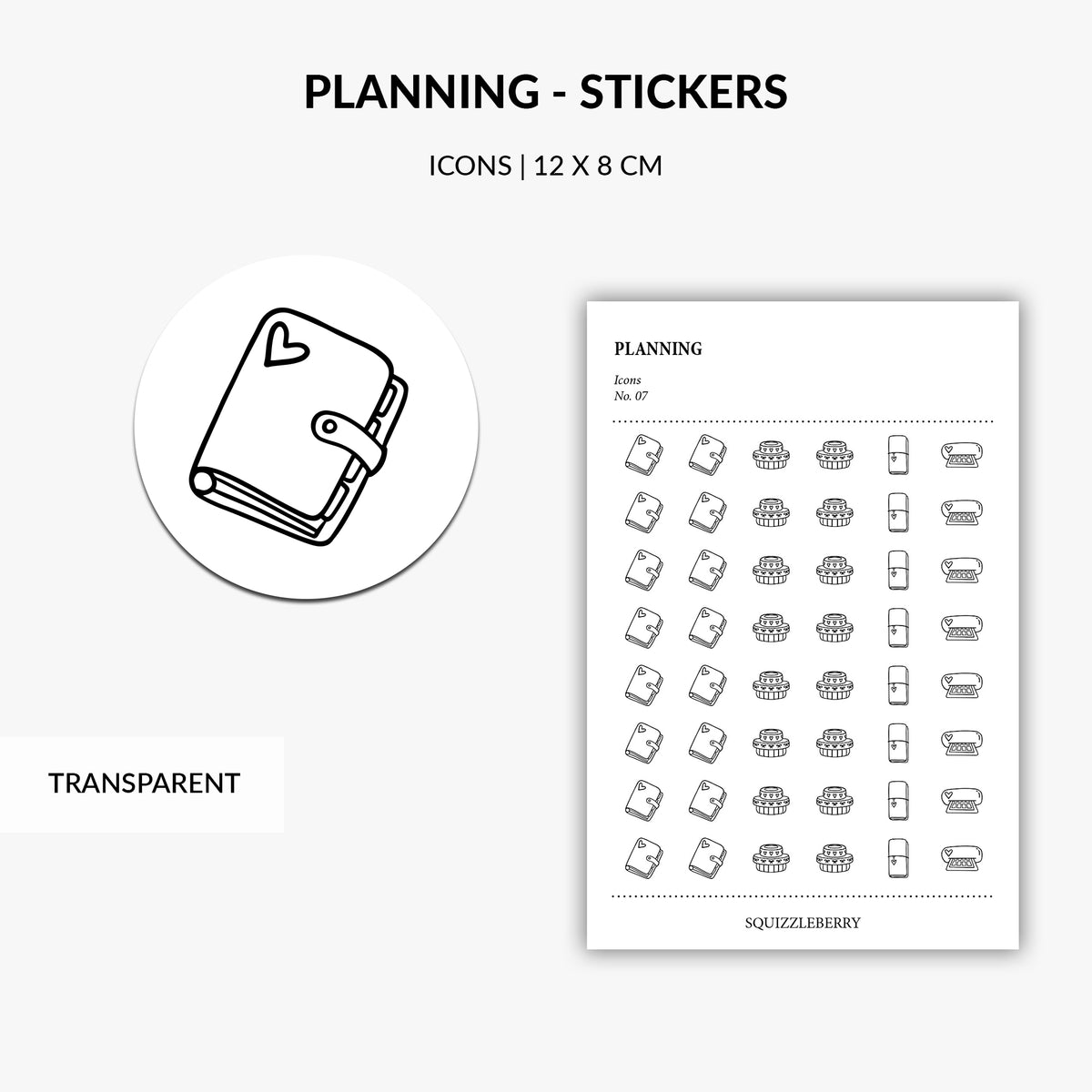 planning stickers with a notebook and printer