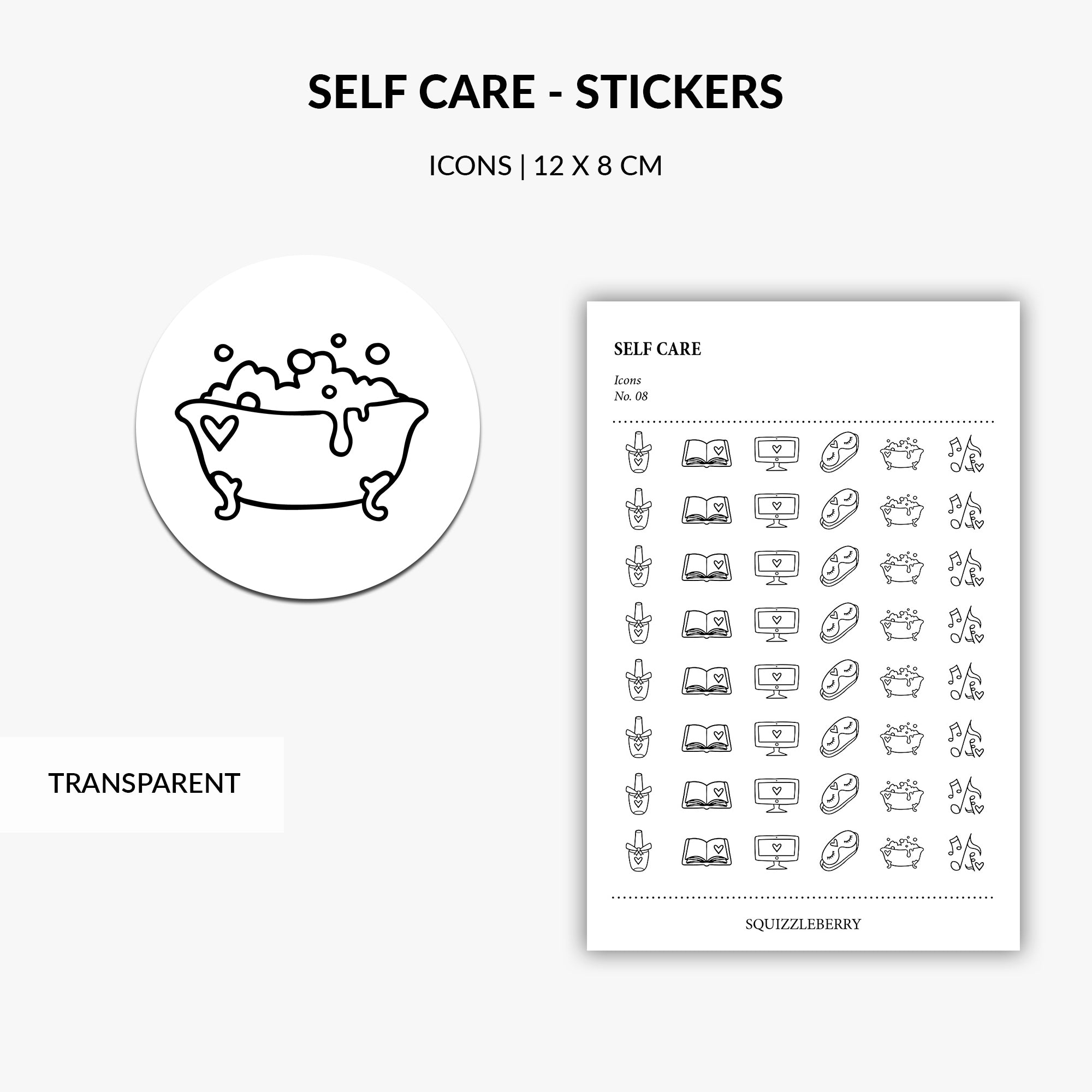 Self care - black and white - Self Care - Sticker