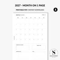 2027 month on one page pdf download minimalist