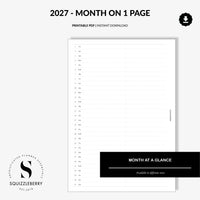 2027 - Month on 1 Page | Printable