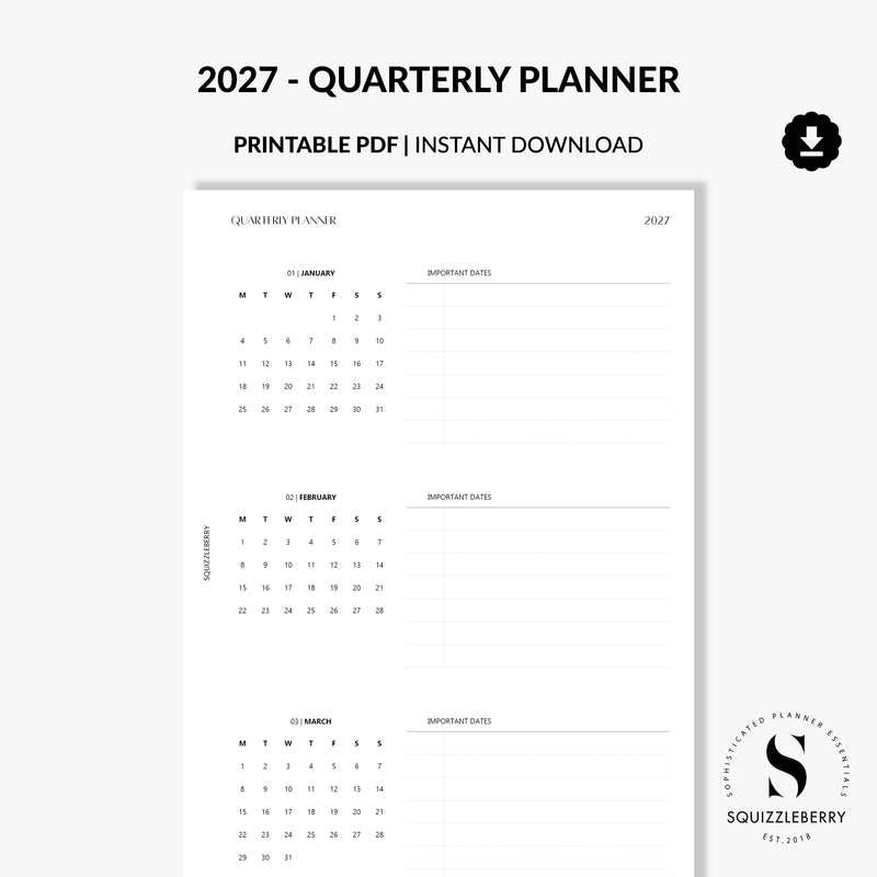 2027 quarterly goals planner pdf download