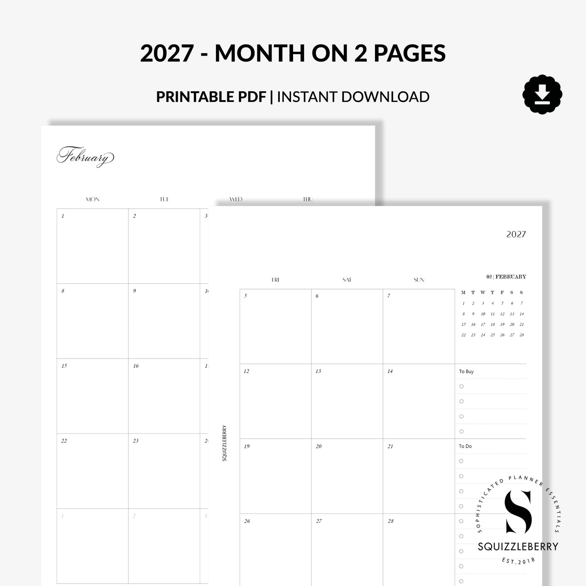 2027 month on 2 pages pdf download