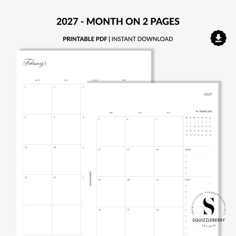 2027 month on 2 pages pdf download