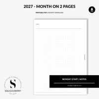 2027 - Month on 2 Pages | Printable