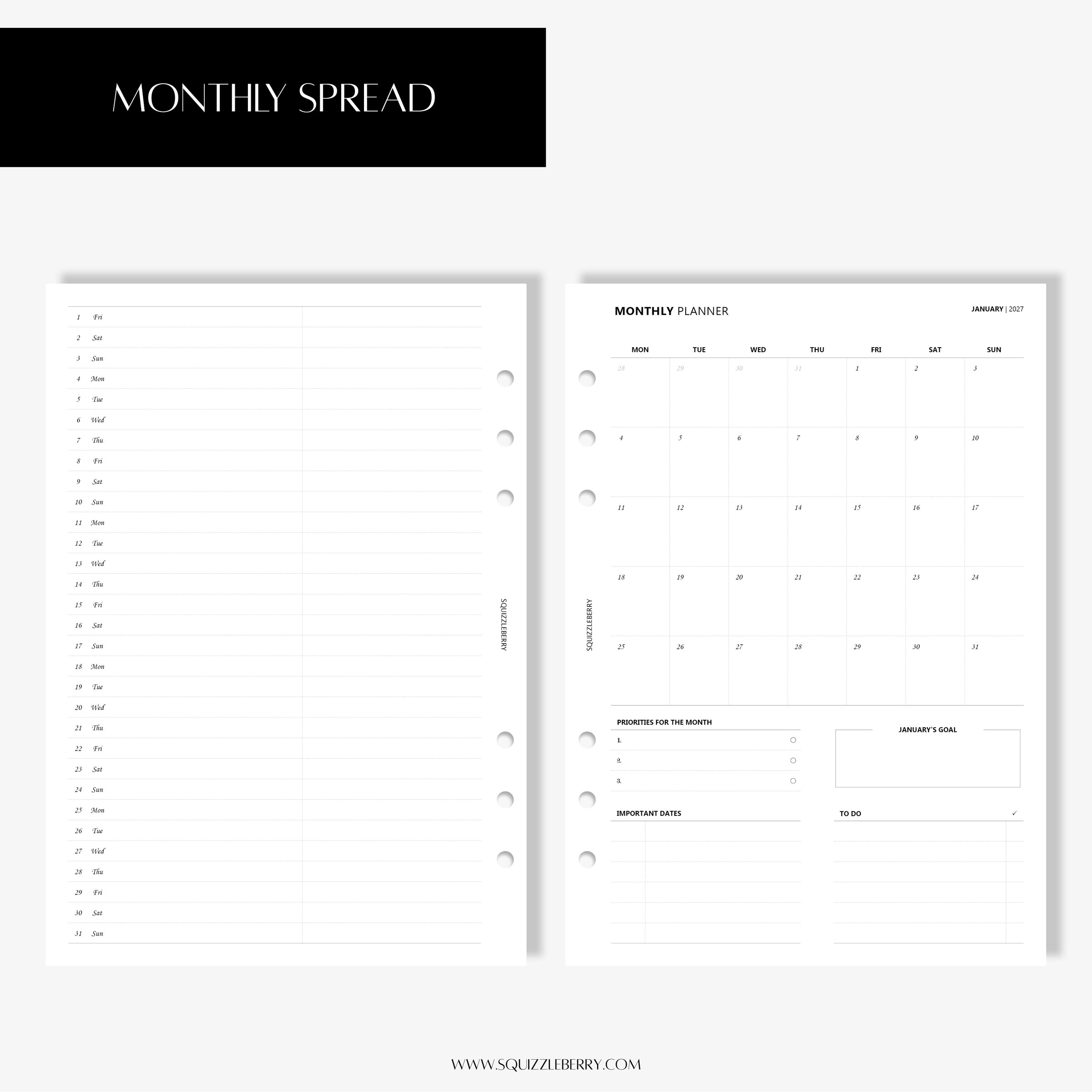 2027 - Month on 1 Page