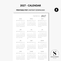 2027 clean digital printable calendar to print at home pdf planner