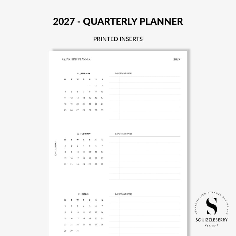 2027 quarterly planner inserts
