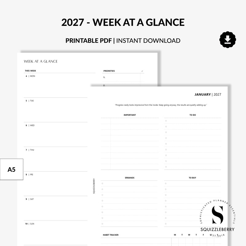2027 week at a glance a5 pdf download