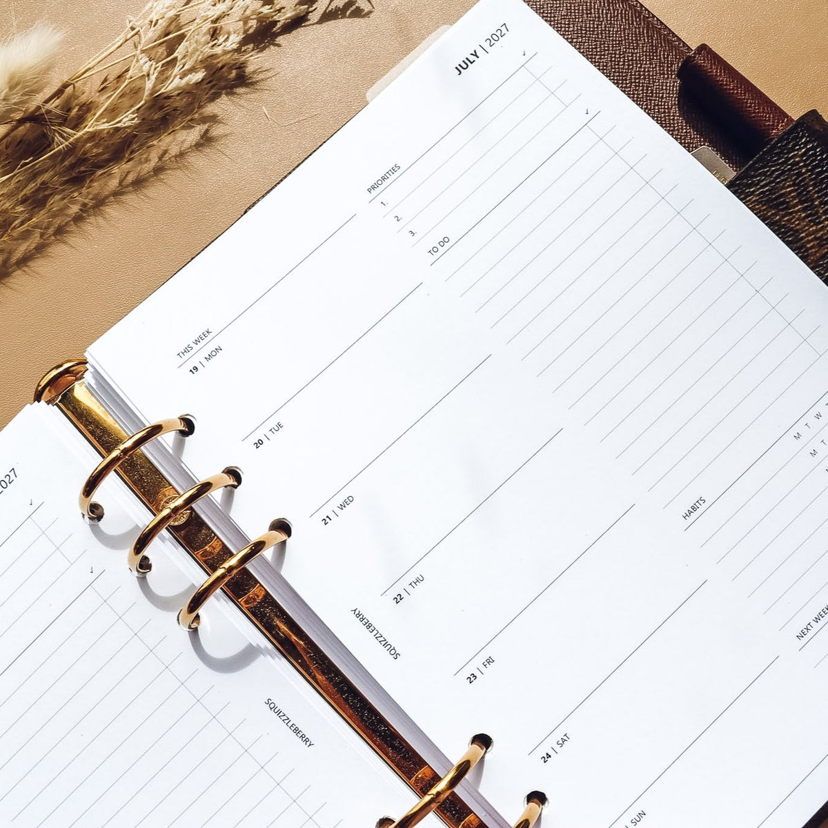 2027 week on 1 page planner inserts uk shop squizzleberry