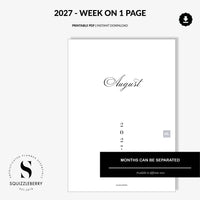 2027 - Weekly Planner (Wo1P) | Printable