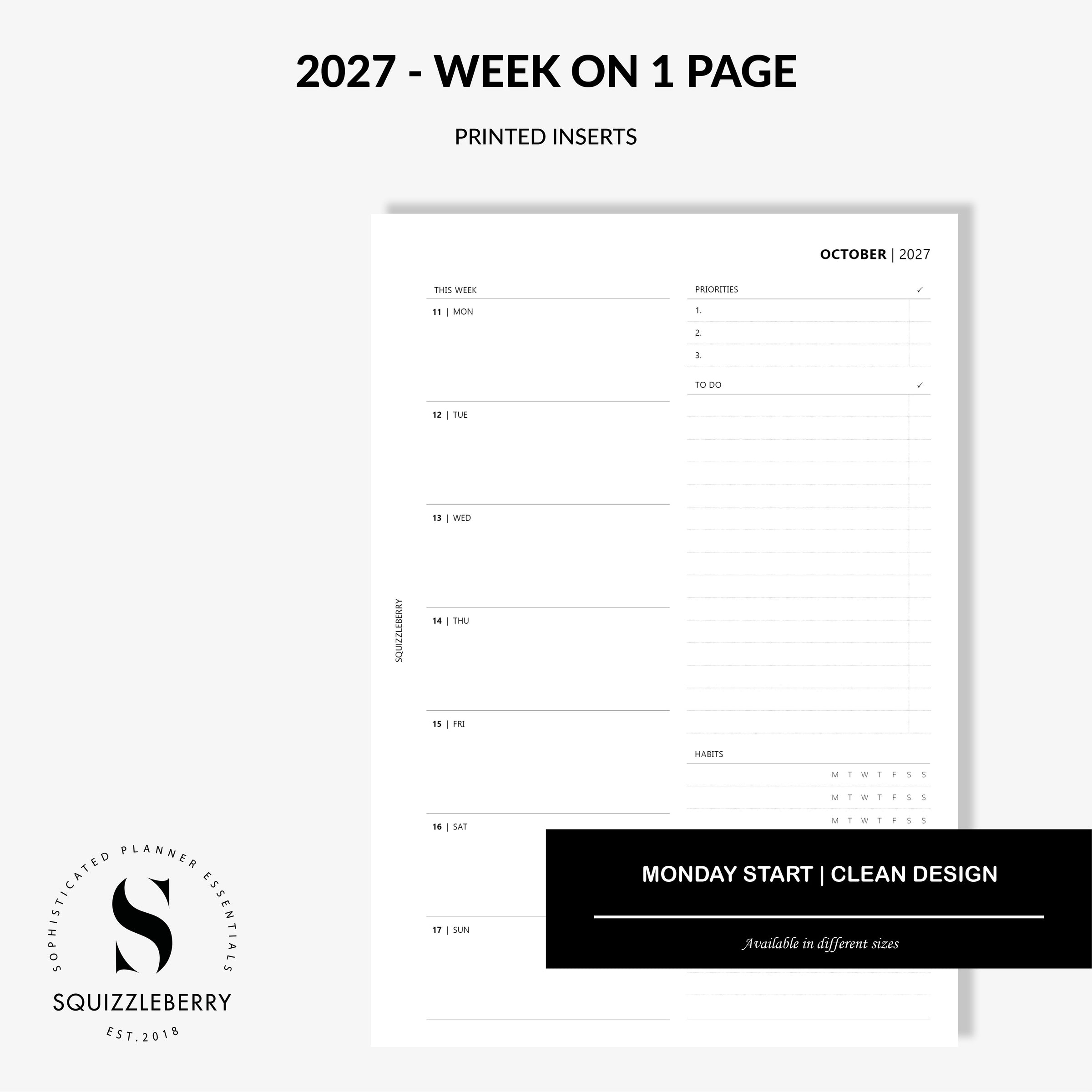 2027 - Weekly Planner (Wo1P)