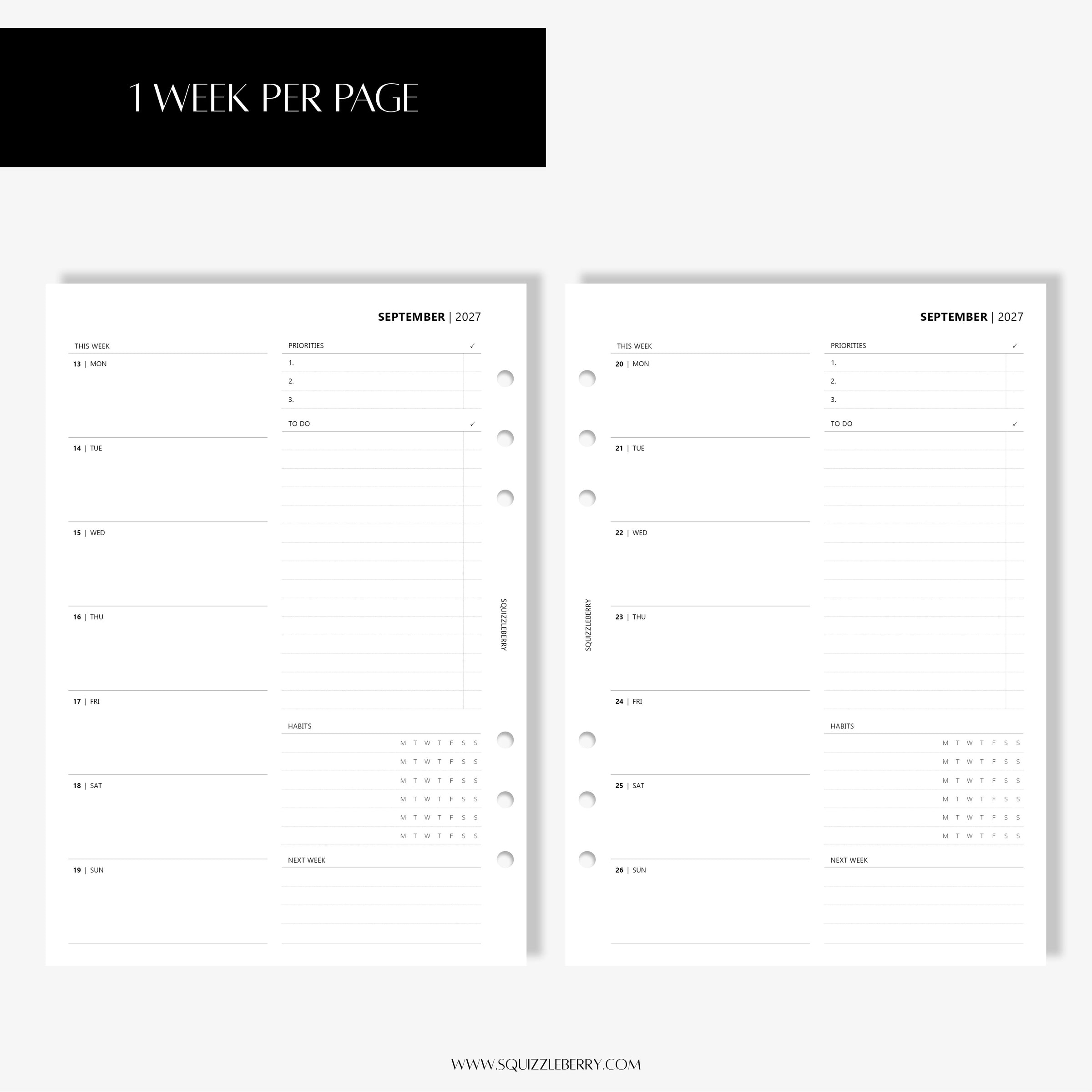 2027 - Weekly Planner (Wo1P)