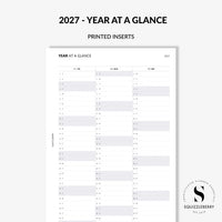 2027 year at a glance planner insert uk