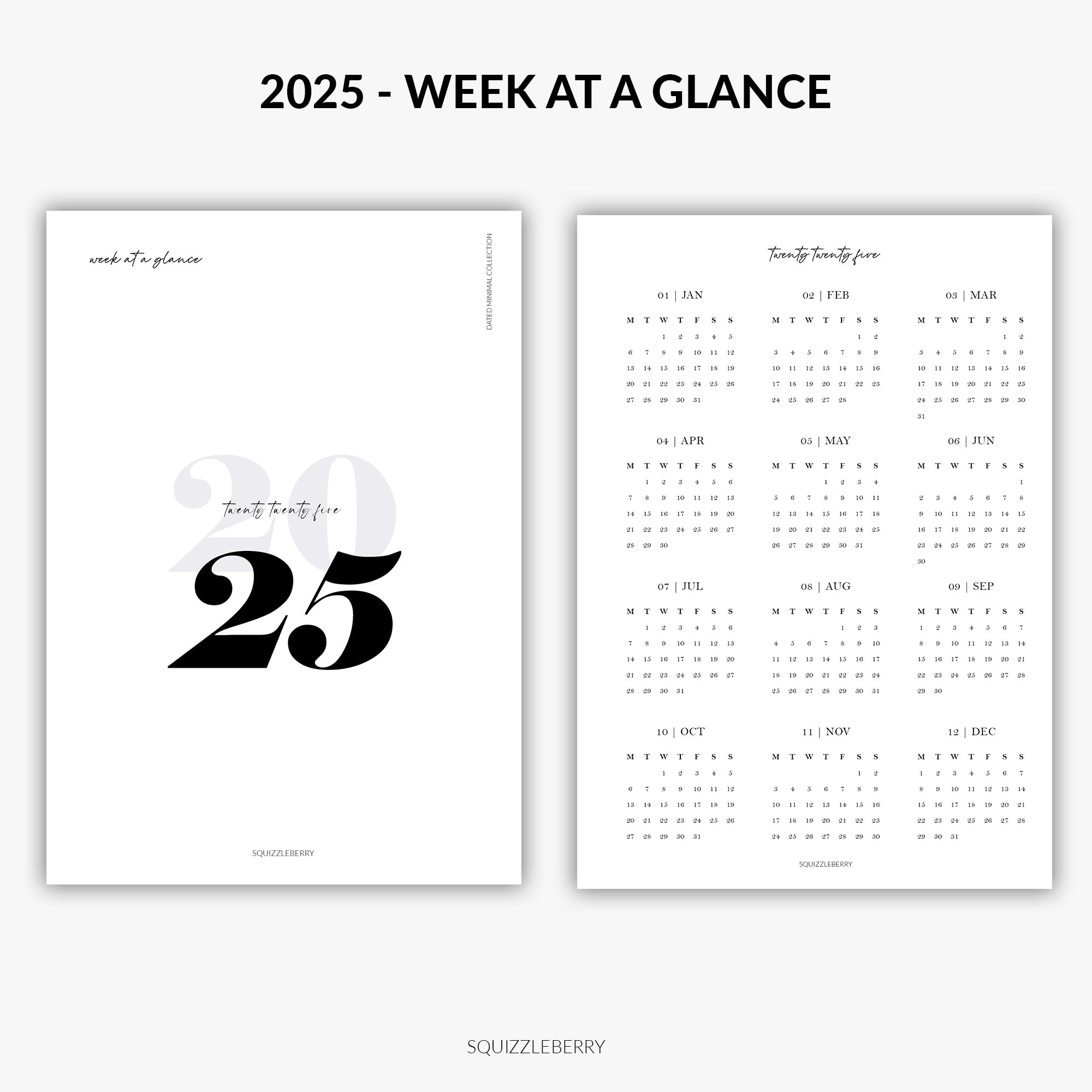 2025 - Week at a Glance – SquizzleBerry free-printable-2025-year-at-a-glance-krafty-planner