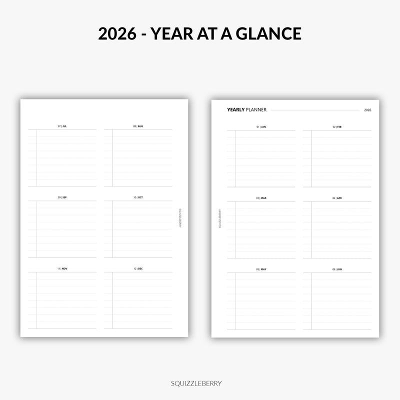 2026 - Year at a Glance | Printable