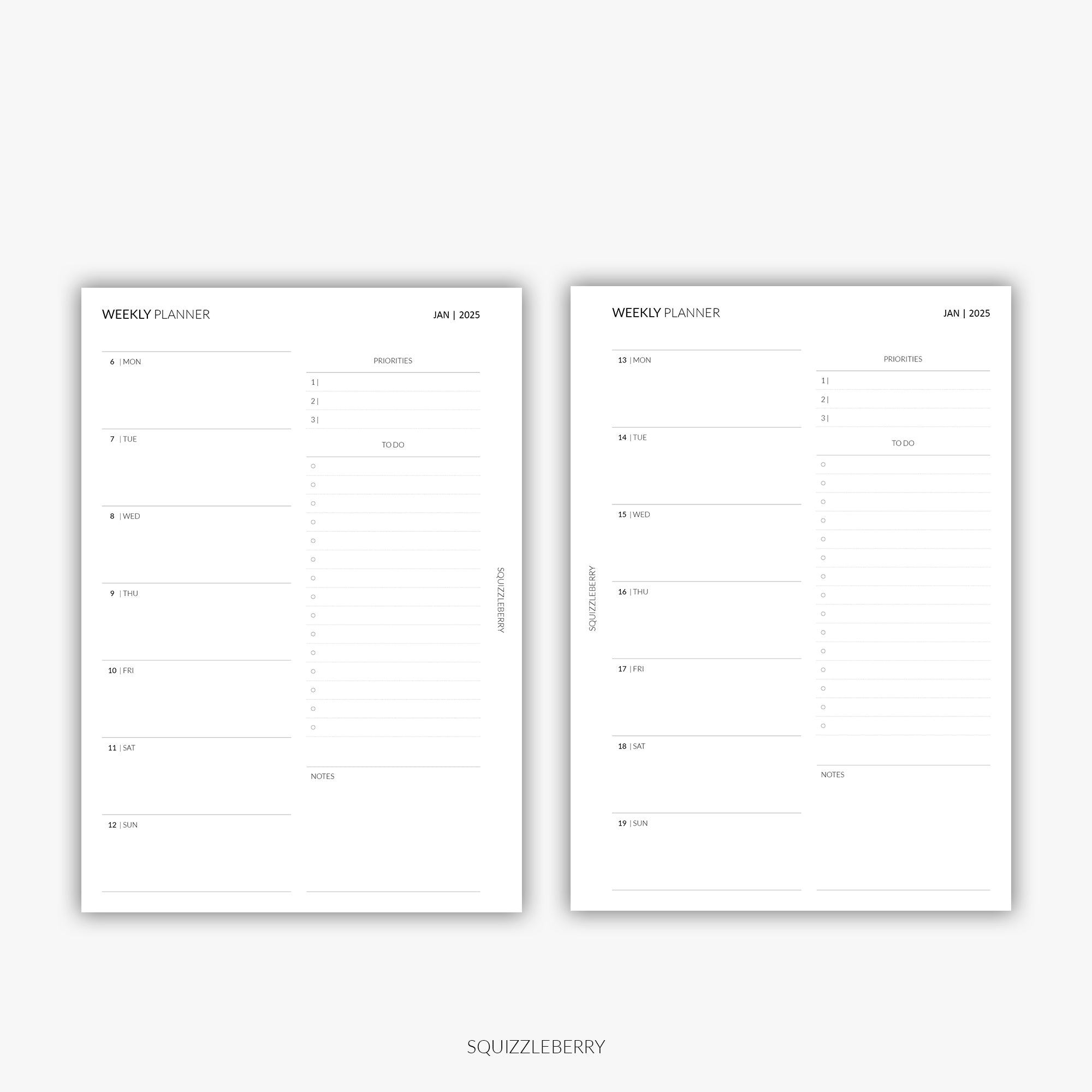 2025 - Weekly Planner