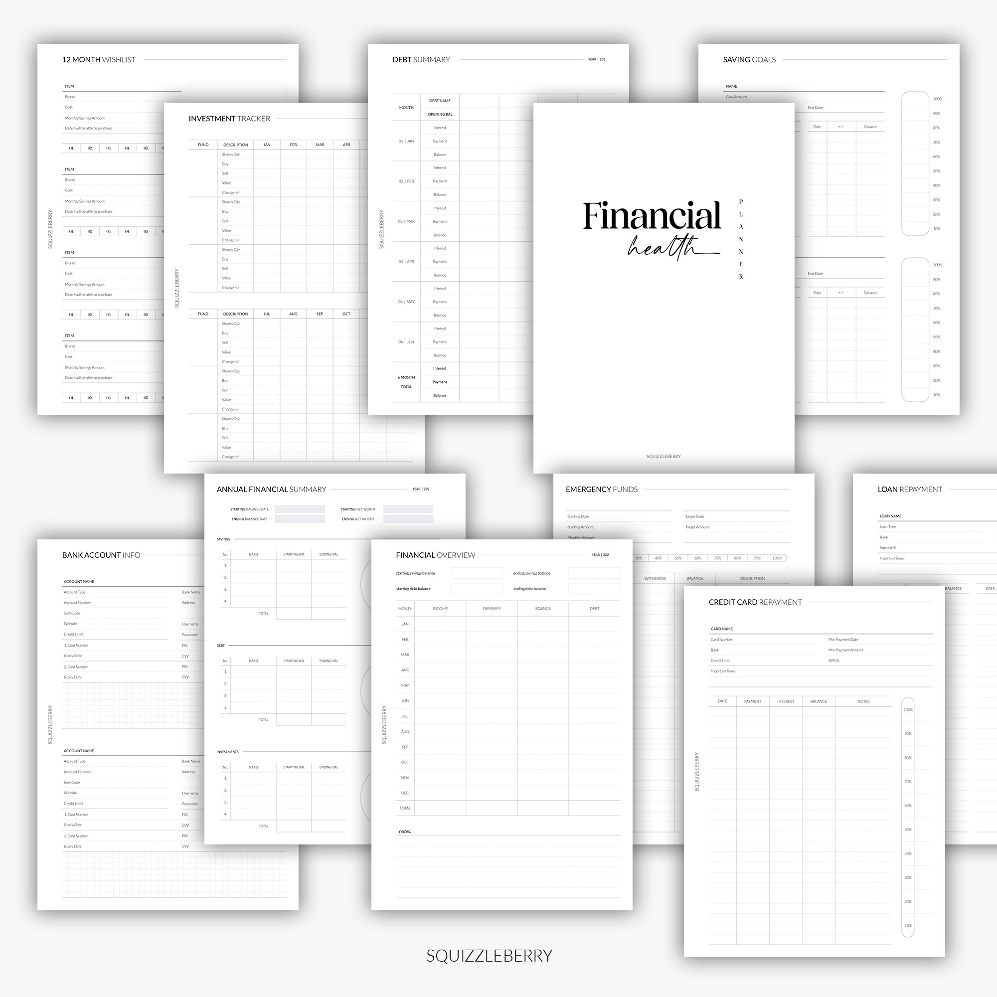 Financial Health Planner | Printable