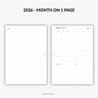 2026 - Month on 1 Page | Printable