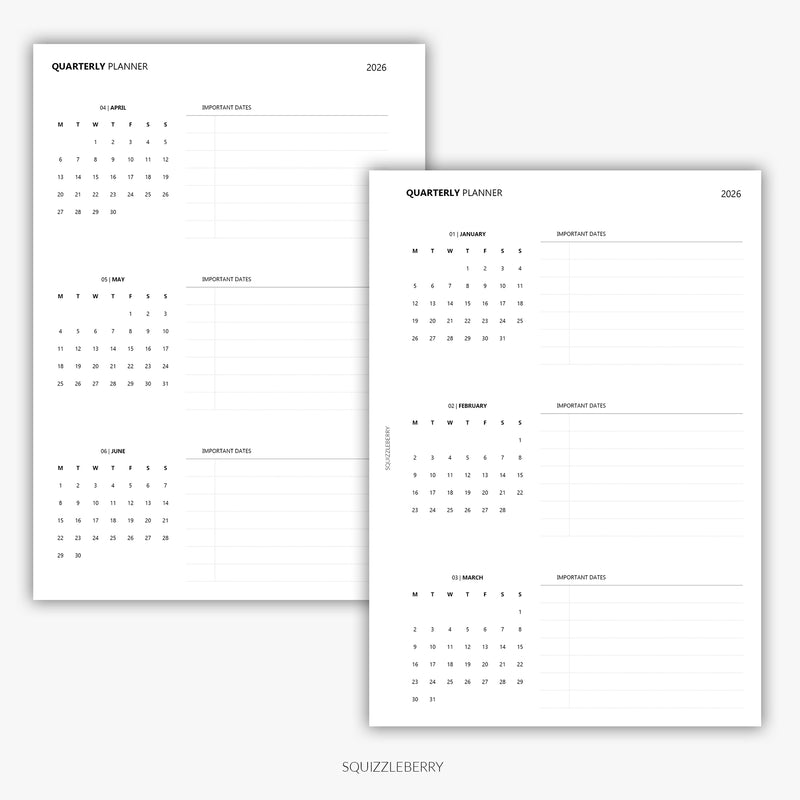 2026 - Quarterly | Printable