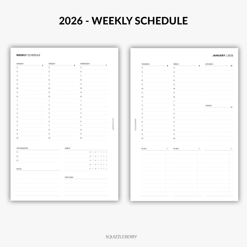 2026 - Weekly Schedule | Printable