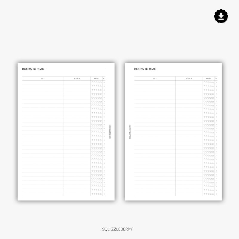 Books to Read | Printable