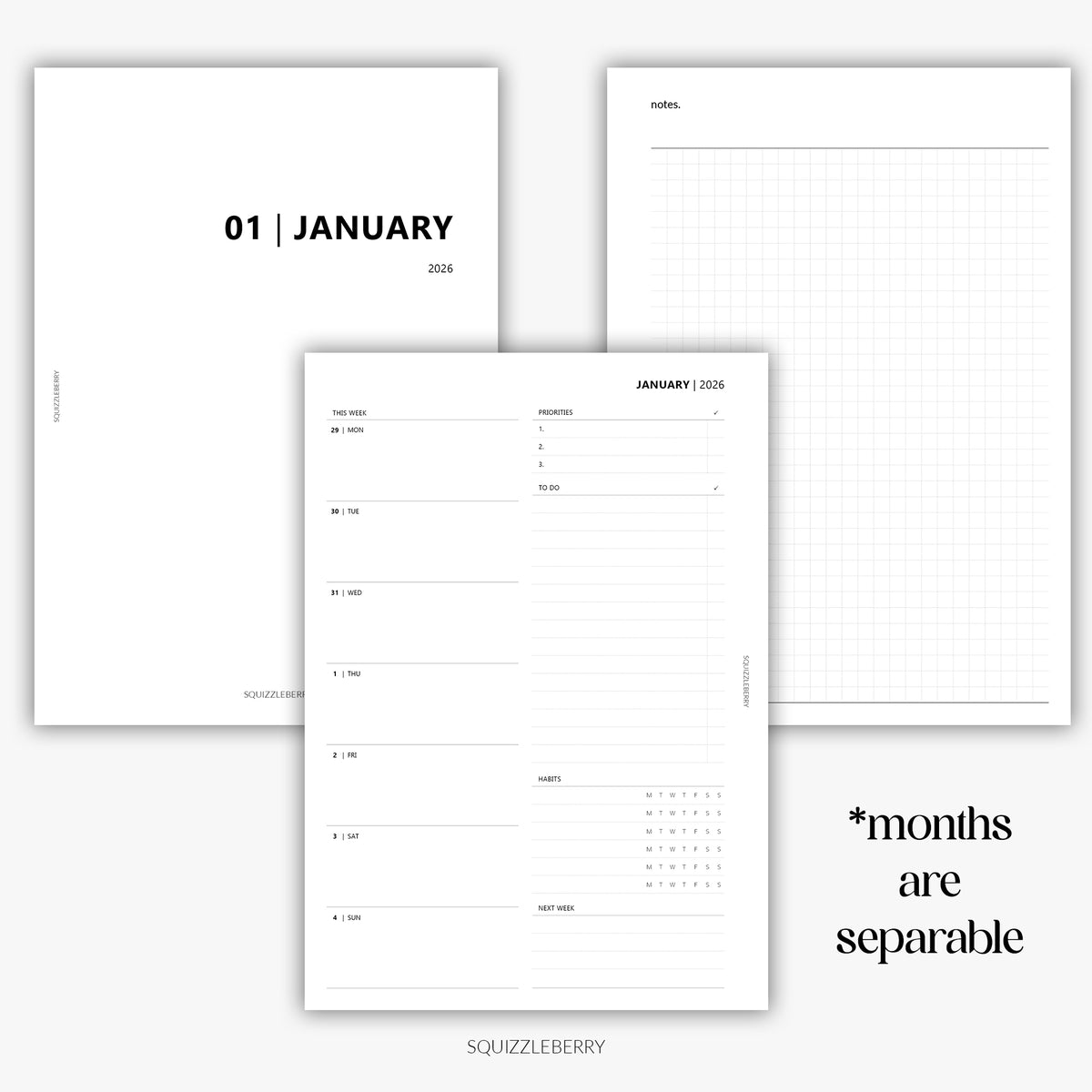 2026 - Weekly Planner (Wo1P) | Printable