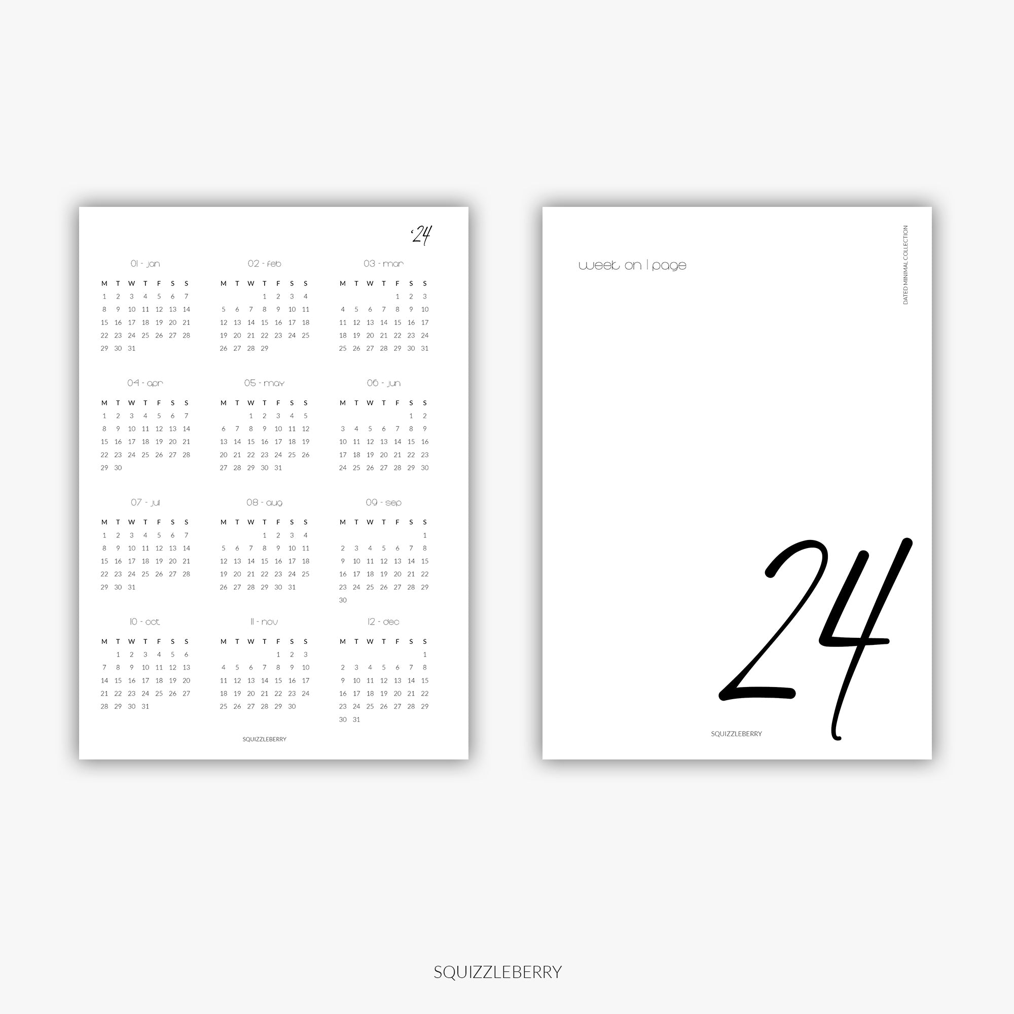 2024 Weekly Planner, Dated Yearly Calendar, 2024 Calendar, WO2P