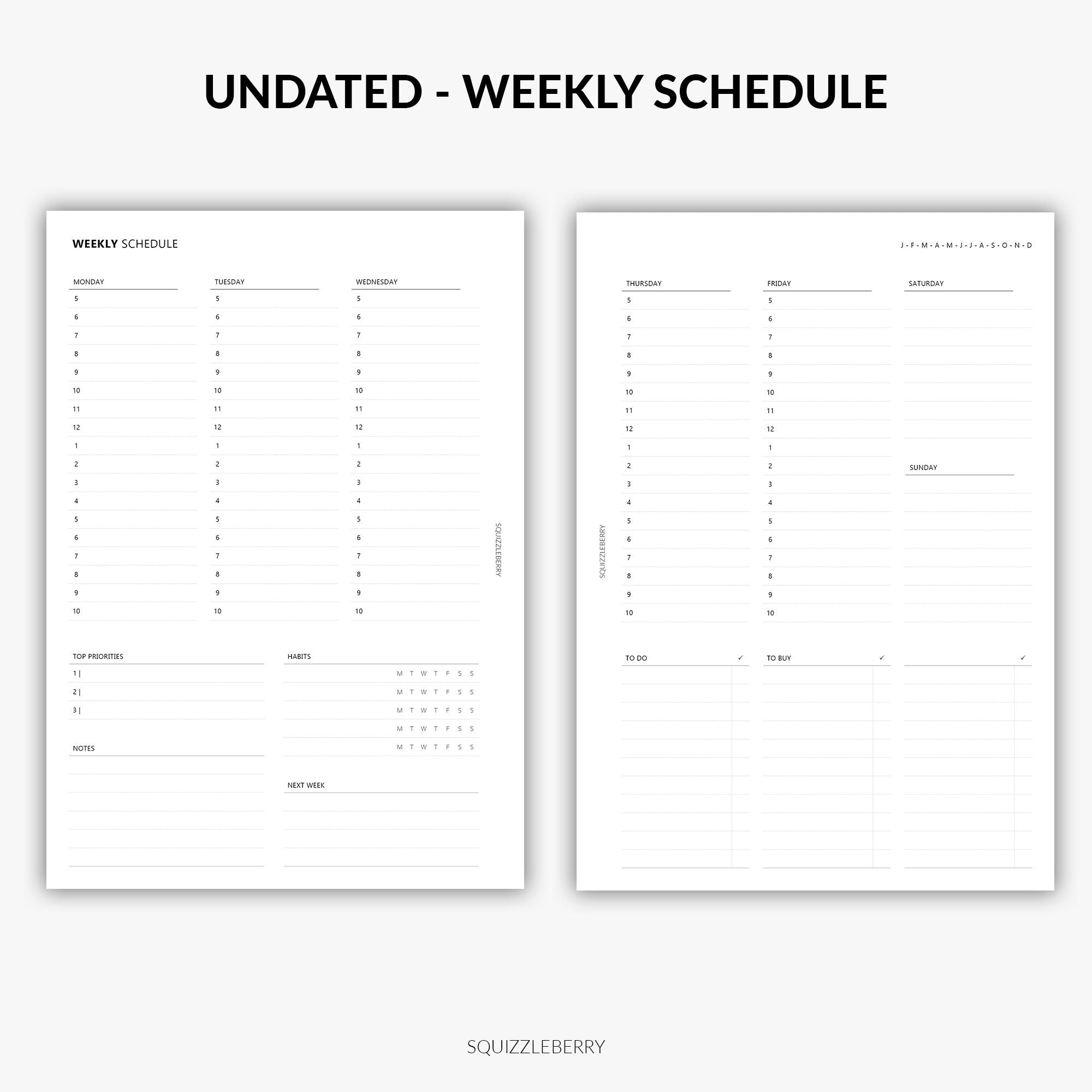 Undated - Weekly Schedule