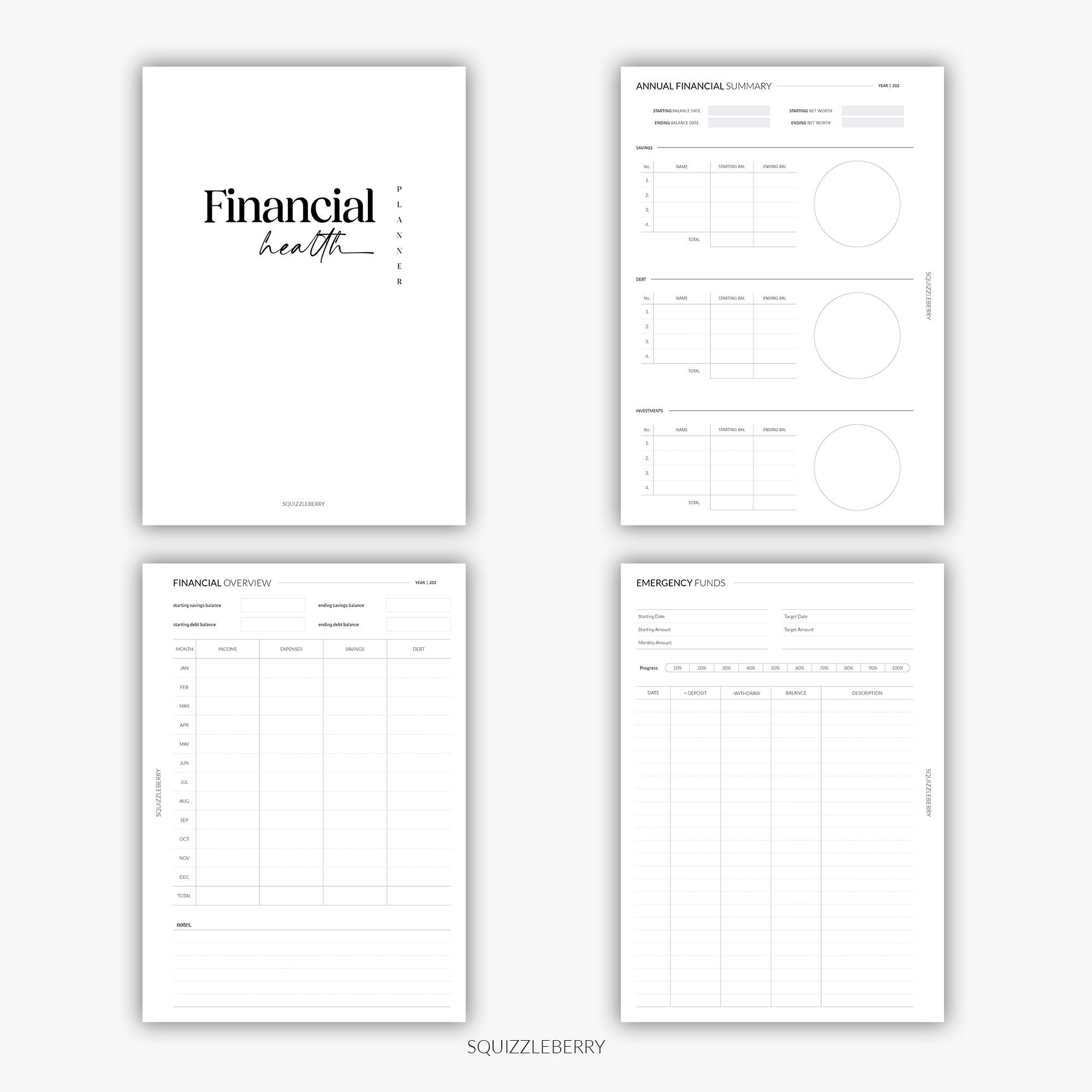 Financial Health Planner | Printable