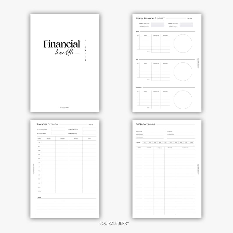 Financial Health Planner | Printable