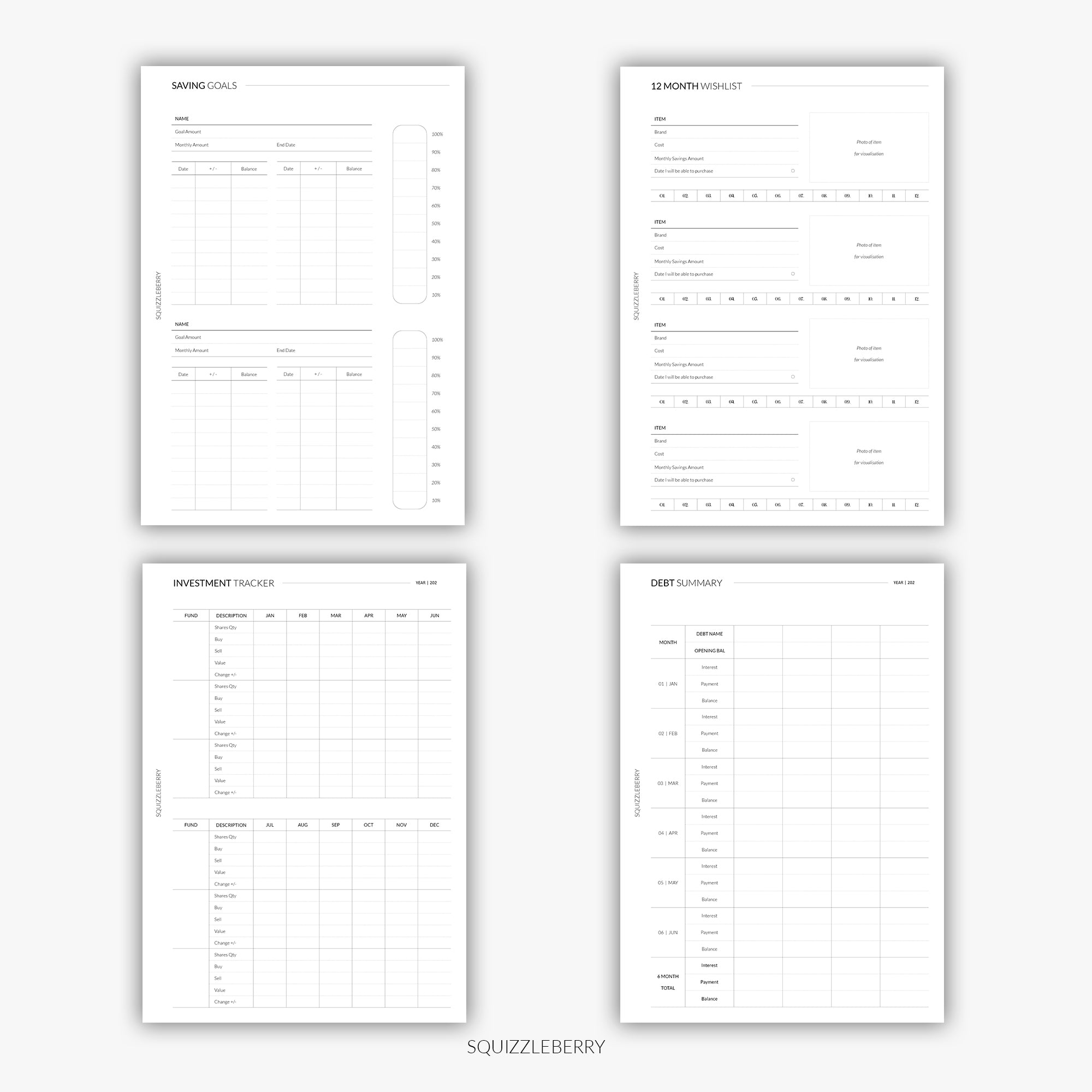 Financial Health Planner | Printable