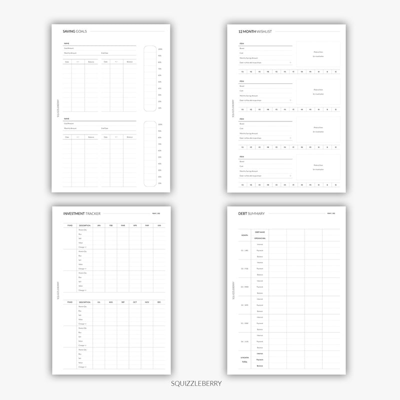 Financial Health Planner | Printable